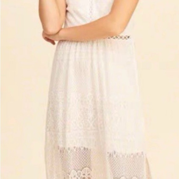 Hollister Ivory Crochet Lace Strappy Halter Maxi Dress Long Slit SZ XS - Picture 6 of 15